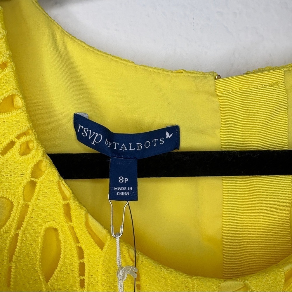 NWT Talbots RSVP Yellow Palm Leaf Sheath Dress Size 8P - Picture 4 of 9